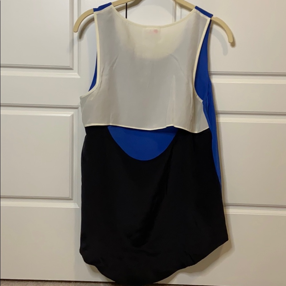 Parker cutout back blue black silk tank top
